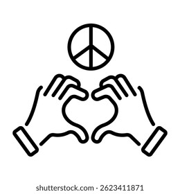 A line style icon of a love gesture 