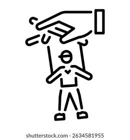 A line style icon of marionette puppet figure