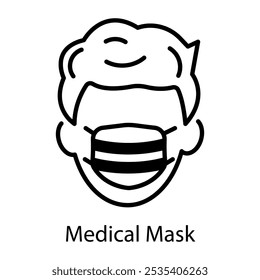 A line style icon of medical mask 