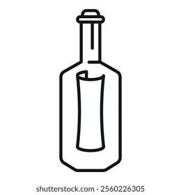 Line style icon of a message in a bottle, conveying a sense of mystery and adventure