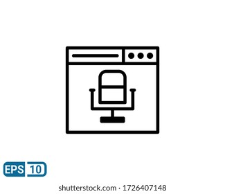 line style icon of microphone and browser. vector illustration for graphic design, website, UI isolated on white background. EPS 10