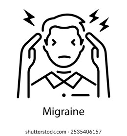 A line style icon of migraine 