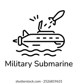 A line style icon of military submarine