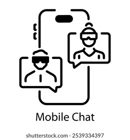 Un icono de estilo de línea de chat móvil 