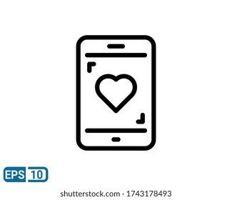 line style icon of mobile like message. vector illustration for graphic design, website, UI isolated on white background. EPS 10