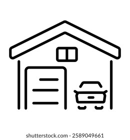 A line style icon of modern garage