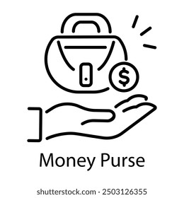 Line style icon of money purse  