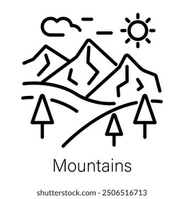 A line style icon of mountains landscape 