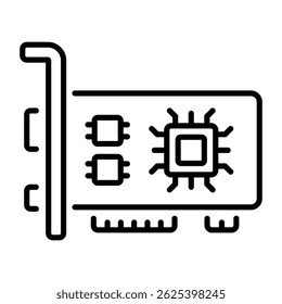 Un icono de estilo de línea de tarjeta de red
