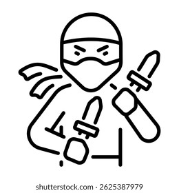 A line style icon of ninja warrior 