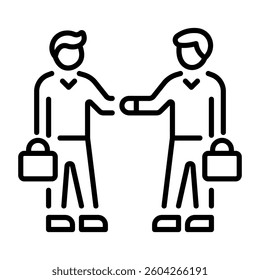 A line style icon of office friend doing handshake 