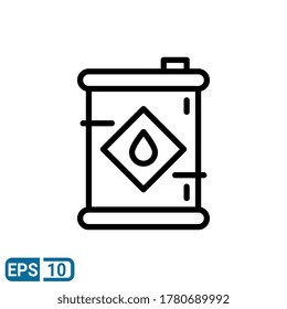 line style icon of oil barrel isolated on white background. EPS 10
