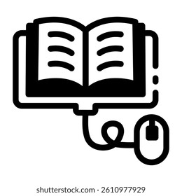 A line style icon of an online book 
