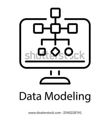 Line style icon of online data modeling
