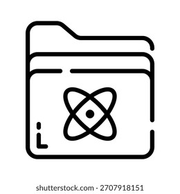 Un icono de estilo de línea de la carpeta de ciencia organizada