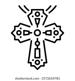 A line style icon of pastoral cross 