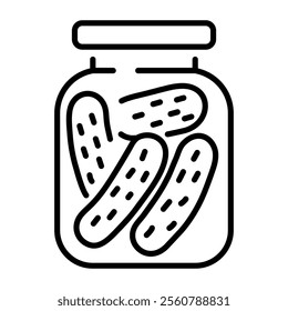 A line style icon of a pickle jar 