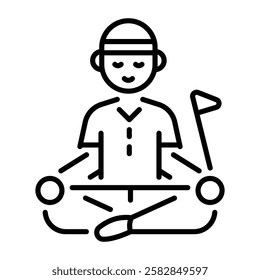 A line style icon of a player doing yoga 