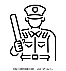 A line style icon of police officer 