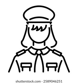 A line style icon of police woman 