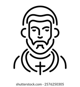 A line style icon of priest character 