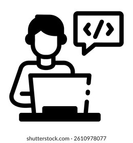 A line style icon of a programming student 
