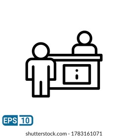 line style icon of reception counter desk isolated on white background. EPS 10
