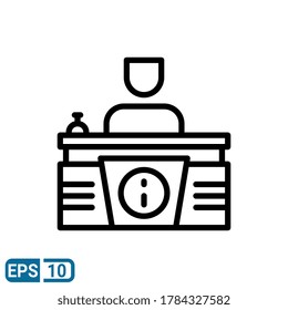 icono de estilo de línea del mostrador de recepción. ilustración vectorial para diseño gráfico, sitio web, interfaz de usuario aislada en fondo blanco. EPS 10