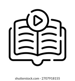 A line style icon of recorded video course display