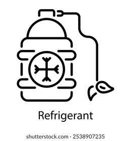 Un icono de estilo de línea de refrigerante 