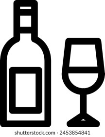Line style icon related to autumn, wine, liquor, alcohol, bottle, wine glass, winery
