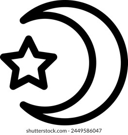 Line style icon related to day, moon, crescent, night, evening, nighttime, star