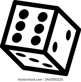 Line style icon related to dice, solid, cube