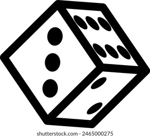 Line style icon related to dice, solid, cube