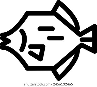 Line style icon related to fish, filefish