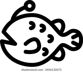 Linienstil-Symbol in Bezug auf Fisch, Seeteufel, Seeteufel