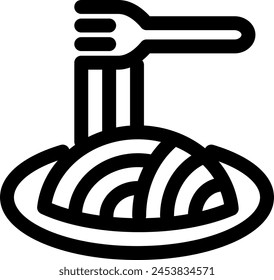 Line style icon related to food, pasta, spaghetti, western food, fork, noodles