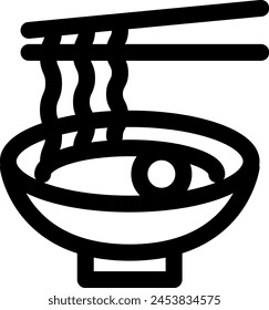 Line style icon related to food, ramen, chinese food, chopsticks, noodles