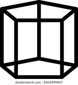 Line style icon related to geometric shape, pentagonal prism