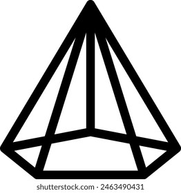 Line style icon related to geometric shape, pentagonal pyramid