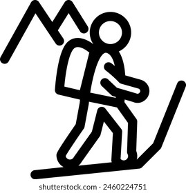 Line style icon related to hobby, mountain climbing, hiking, mountain walking