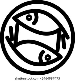 Line style icon related to horoscope, pisces, animal