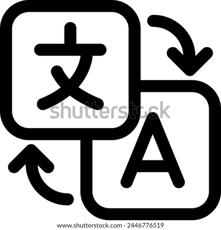 Line style icon related to language, translation, A, Arrow