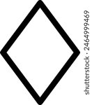 Line style icon related to playing card, diamond, rhombus