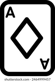 Line style icon related to playing card, ace, A, diamond