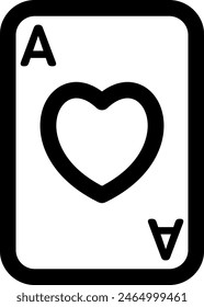 Line style icon related to playing card, ace, A, heart