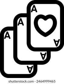 Line style icon related to playing card, ace, A, heart