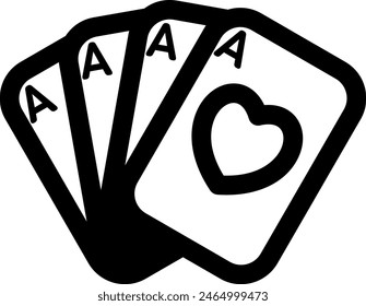 Line style icon related to playing card, ace, A, heart