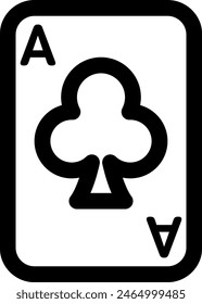 Line style icon related to playing card, ace, A, club, clover, trefoil