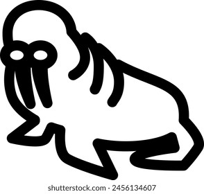 Line style icon related to sea animal, walrus, pinniped, sea mammal